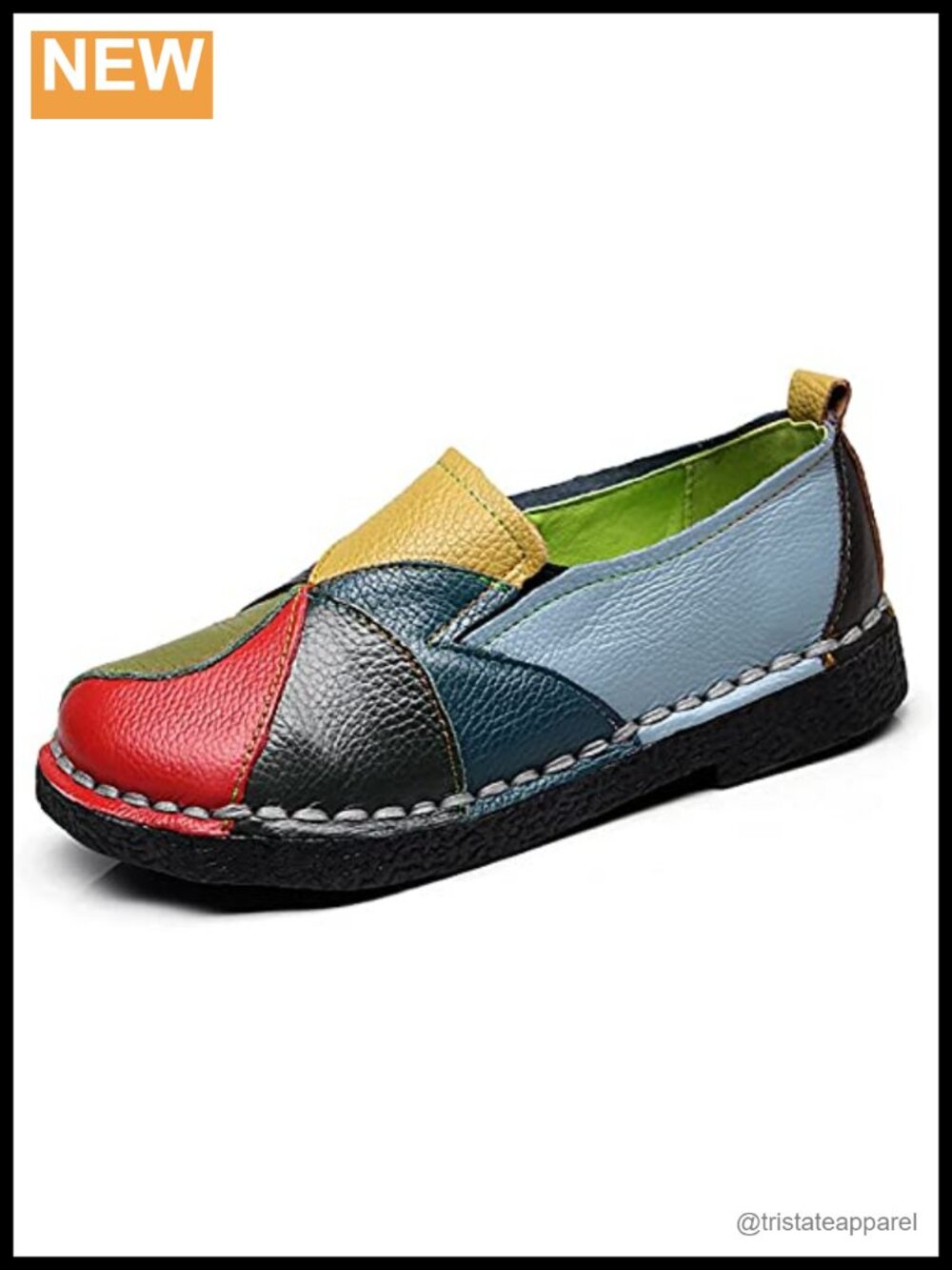 Leather Loafers Slip-On Casual Flat Shoes Hand Stitching Antiskid Sole
